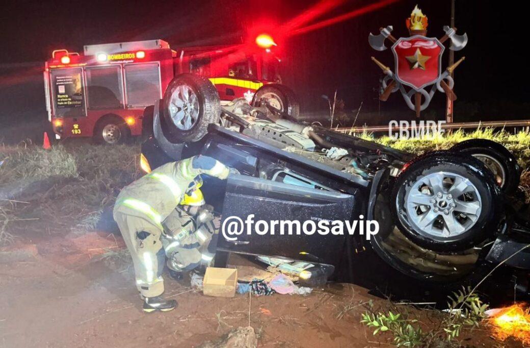 Capotamento na BR 020 nesta terça feira carro dois adultos e duas