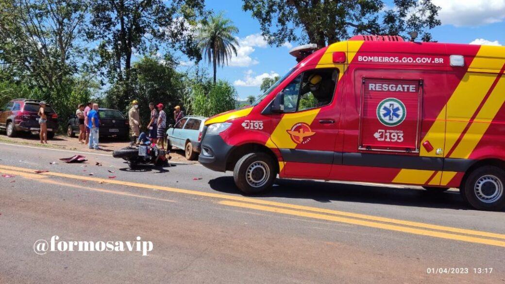 Acidente na estrada do Itiquira motocicleta colidiu em carro