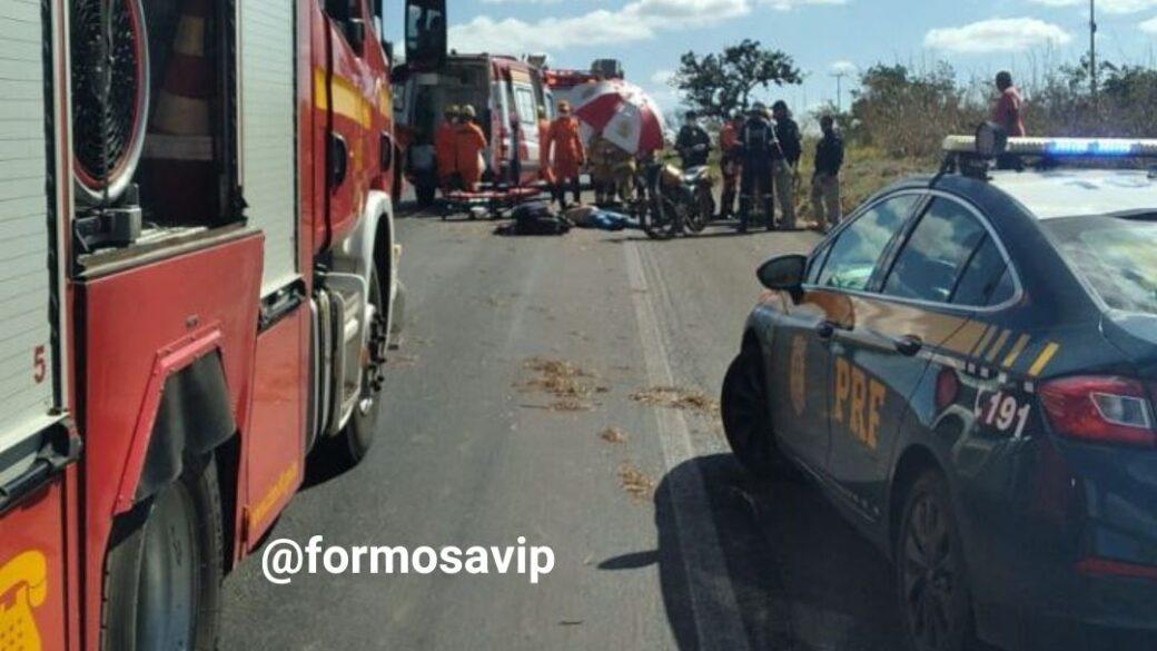 Mais uma morte na BR 020, após colisão entre carreta e motocicleta em Planaltina DF