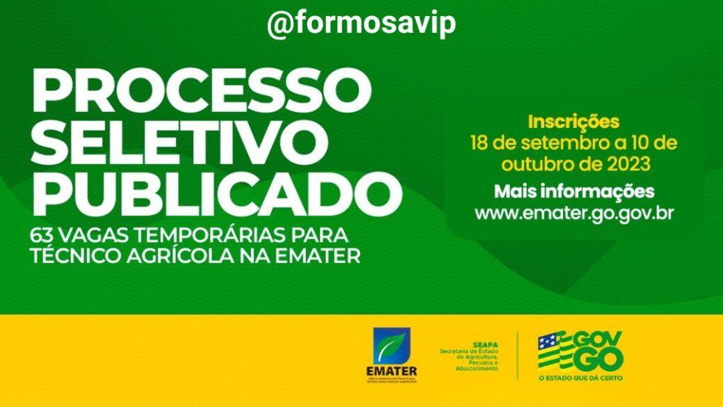 Vagas de Emprego no Governo de Goiás, leia o edital de processo seletivo com 63 vagas temporárias para Emater