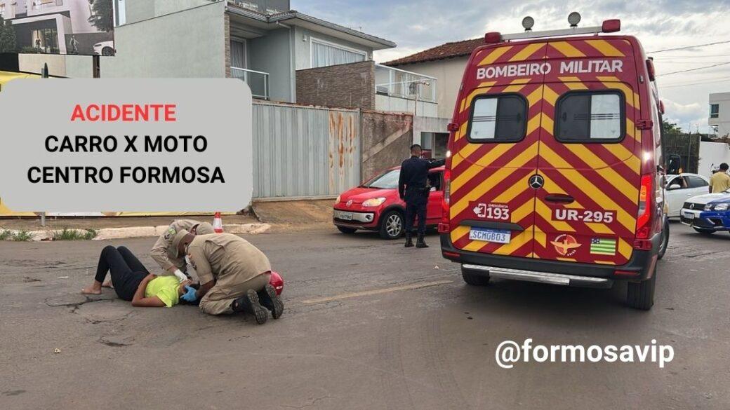 Grave acidente de trânsito no centro de Formosa mobiliza equipe de resgate do 19º BBM
